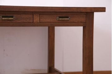 アンティーク家具　和製アンティーク　シンプルな両面引き出し付き特大作業テーブル(作業台、ダイニングテーブル)
