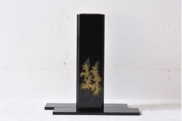 アンティーク雑貨　加治武作　箱付　輪島塗　竹模様　花器(花瓶)