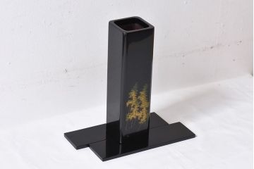 アンティーク雑貨　加治武作　箱付　輪島塗　竹模様　花器(花瓶)