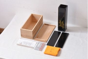 アンティーク雑貨　加治武作　箱付　輪島塗　竹模様　花器(花瓶)