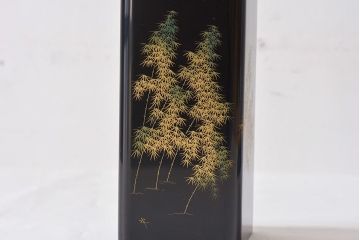 アンティーク雑貨　加治武作　箱付　輪島塗　竹模様　花器(花瓶)