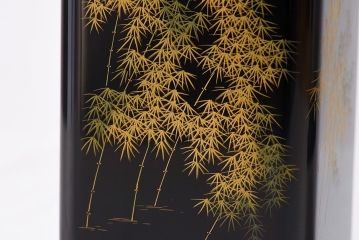 アンティーク雑貨　加治武作　箱付　輪島塗　竹模様　花器(花瓶)