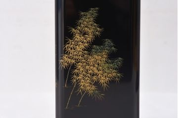 アンティーク雑貨　加治武作　箱付　輪島塗　竹模様　花器(花瓶)