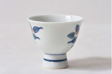 アンティーク雑貨　十三代今泉今右衛門　箱付　錦橘絵煎茶器(和食器、急須、盃、片口)