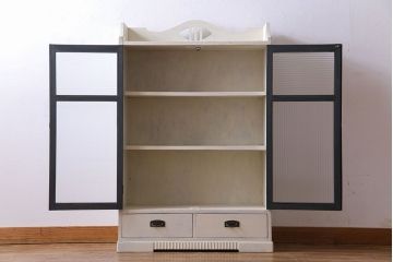 ペイント家具　2色のペイントカラーがおしゃれな本箱(ブックケース、収納棚、キャビネット)