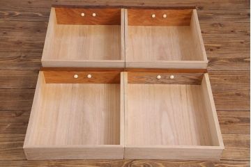 中古　江戸指物　総ケヤキが美しい10杯引き出し箪笥(引き出し、チェスト)