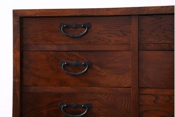 中古　江戸指物　総ケヤキが美しい10杯引き出し箪笥(引き出し、チェスト)