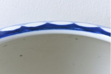 アンティーク雑貨　昭和期　山水図　藍色の濃淡が美しい瀬戸火鉢(鉢カバー)(2)