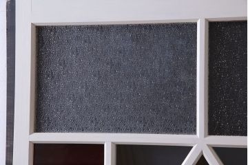 和製アンティーク　明るい色ガラスが魅力のペイントガラス引き戸(ガラス戸、建具)2枚セット