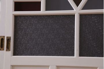 和製アンティーク　明るい色ガラスが魅力のペイントガラス引き戸(ガラス戸、建具)2枚セット