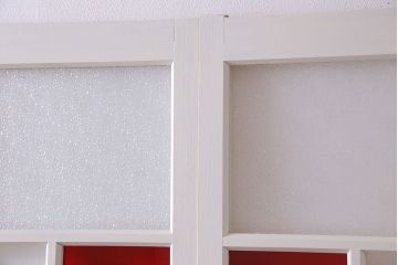 和製アンティーク　明るい色ガラスが魅力のペイントガラス引き戸(ガラス戸、建具)2枚セット