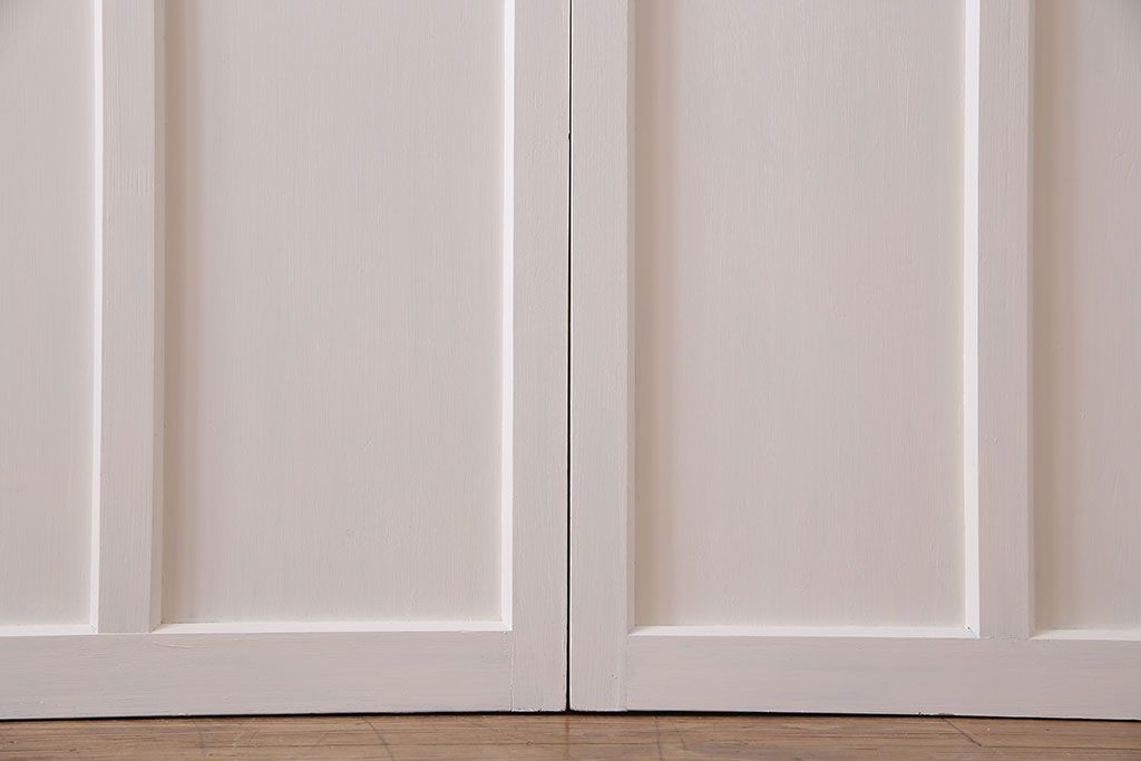 和製アンティーク　明るい色ガラスが魅力のペイントガラス引き戸(ガラス戸、建具)2枚セット