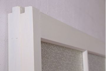 和製アンティーク　明るい色ガラスが魅力のペイントガラス引き戸(ガラス戸、建具)2枚セット