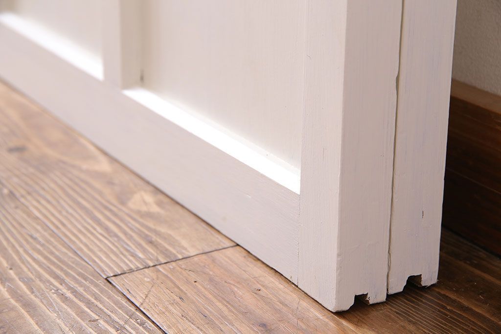 和製アンティーク　明るい色ガラスが魅力のペイントガラス引き戸(ガラス戸、建具)2枚セット