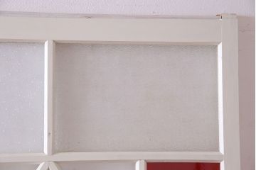 和製アンティーク　明るい色ガラスが魅力のペイントガラス引き戸(ガラス戸、建具)2枚セット