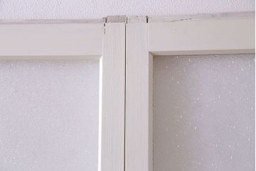 和製アンティーク　明るい色ガラスが魅力のペイントガラス引き戸(ガラス戸、建具)2枚セット