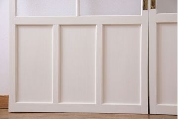 和製アンティーク　明るい色ガラスが魅力のペイントガラス引き戸(ガラス戸、建具)2枚セット