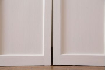 和製アンティーク　明るい色ガラスが魅力のペイントガラス引き戸(ガラス戸、建具)2枚セット