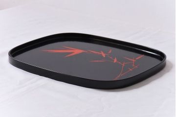 田中双竹堂　古今菁峰作　輪島塗　笹の葉模様の盆