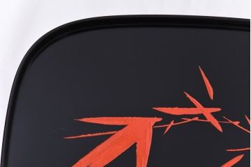 田中双竹堂　古今菁峰作　輪島塗　笹の葉模様の盆