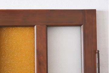 【U様ご成約分】和製アンティーク　色ガラスと木の質感が魅力　レトロなドア(ガラス扉、木製扉)