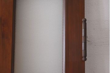 【U様ご成約分】和製アンティーク　色ガラスと木の質感が魅力　レトロなドア(ガラス扉、木製扉)