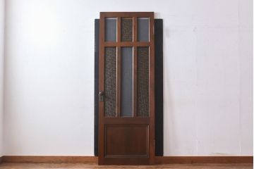 【U様ご成約分】和製アンティーク　色ガラスと木の質感が魅力　レトロなドア(ガラス扉、木製扉)