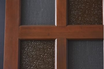 【U様ご成約分】和製アンティーク　色ガラスと木の質感が魅力　レトロなドア(ガラス扉、木製扉)