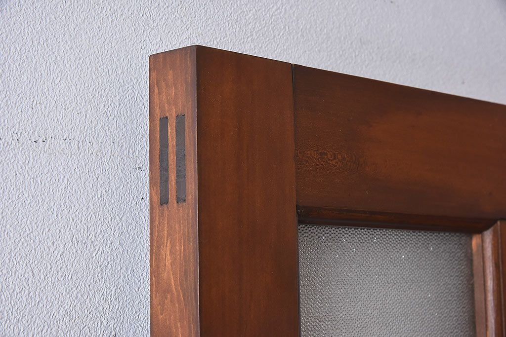 【U様ご成約分】和製アンティーク　色ガラスと木の質感が魅力　レトロなドア(ガラス扉、木製扉)