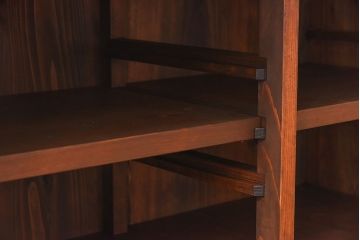 レトロ家具　和製アンティーク　前面ケヤキ材　人気のモールガラスが入ったレトロな収納棚(戸棚、本箱、ブックケース)