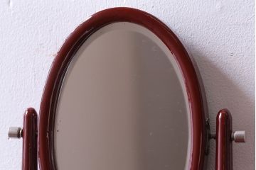 アンティーク雑貨　和製アンティーク　折り鶴　朱色が鮮やかな姫鏡台(小型ドレッサー、化粧台)