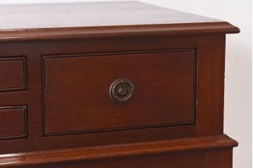 アンティーク家具　イギリスアンティーク　マホガニー　細かな引き出しが魅力の薄型コンソールテーブル(サイドテーブル)