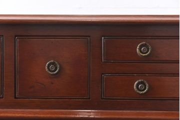 アンティーク家具　イギリスアンティーク　マホガニー　細かな引き出しが魅力の薄型コンソールテーブル(サイドテーブル)