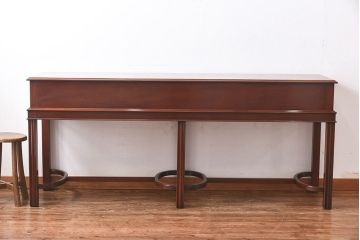 アンティーク家具　イギリスアンティーク　マホガニー　細かな引き出しが魅力の薄型コンソールテーブル(サイドテーブル)