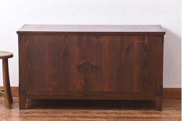 アンティーク家具　和製アンティーク　前面ケヤキ材使用　脚付箪笥ローボード(サイドチェスト、引き出し)