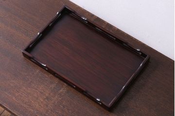 アンティーク雑貨　和製アンティーク　高級品!　漆塗りが渋い味わいの紫檀材アンティークトレー(お盆)(1)