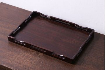 アンティーク雑貨　和製アンティーク　高級品!　漆塗りが渋い味わいの紫檀材アンティークトレー(お盆)(2)