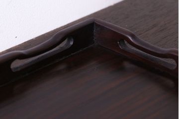 アンティーク雑貨　和製アンティーク　高級品!　漆塗りが渋い味わいの紫檀材アンティークトレー(お盆)(2)