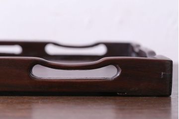 アンティーク雑貨　和製アンティーク　高級品!　漆塗りが渋い味わいの紫檀材アンティークトレー(お盆)(2)