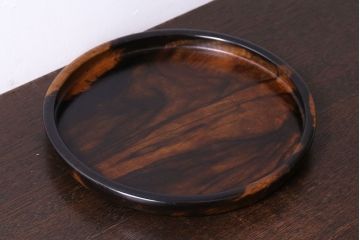 アンティーク雑貨　明治大正期　艶と木目が美しい黒柿無垢材の丸盆