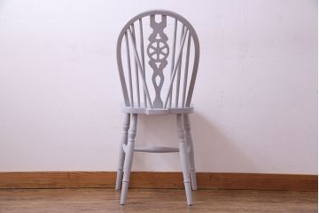 アンティーク雑貨　イギリスビンテージ　アンティークペイントのスティックバックチェア(ダイニングチェア、椅子)(2)