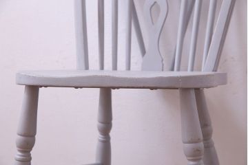 アンティーク雑貨　イギリスビンテージ　アンティークペイントのスティックバックチェア(ダイニングチェア、椅子)(2)