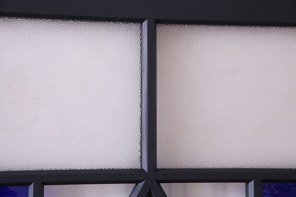 和製アンティーク　シックな雰囲気が漂うペイントガラス引き戸(ガラス戸、建具)2枚セット