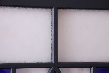 和製アンティーク　シックな雰囲気が漂うペイントガラス引き戸(ガラス戸、建具)2枚セット