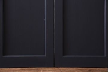 和製アンティーク　シックな雰囲気が漂うペイントガラス引き戸(ガラス戸、建具)2枚セット