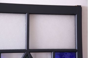 和製アンティーク　シックな雰囲気が漂うペイントガラス引き戸(ガラス戸、建具)2枚セット