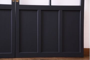 和製アンティーク　シックな雰囲気が漂うペイントガラス引き戸(ガラス戸、建具)2枚セット