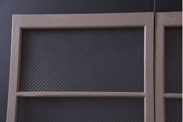 ペイント家具　シャビーシックな風合いのフィックス窓2枚セット(明かり取り、明り取り、はめ殺し窓、建具)(R-028011)