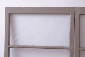 ペイント家具　シャビーシックな風合いのフィックス窓2枚セット(明かり取り、明り取り、はめ殺し窓、建具)(R-028011)