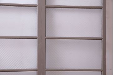 ペイント家具　シャビーシックな風合いのフィックス窓2枚セット(明かり取り、明り取り、はめ殺し窓、建具)(R-028011)